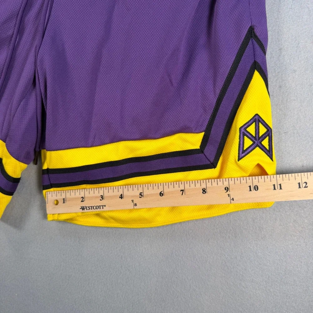 Rawgear Mens Basketball Shorts Purple Yellow vintage  Mesh Athletic Gym  Large